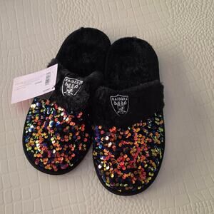NWT Las Vegas Oakland Raiders FOCO Sequin Slippers Medium (7-8)